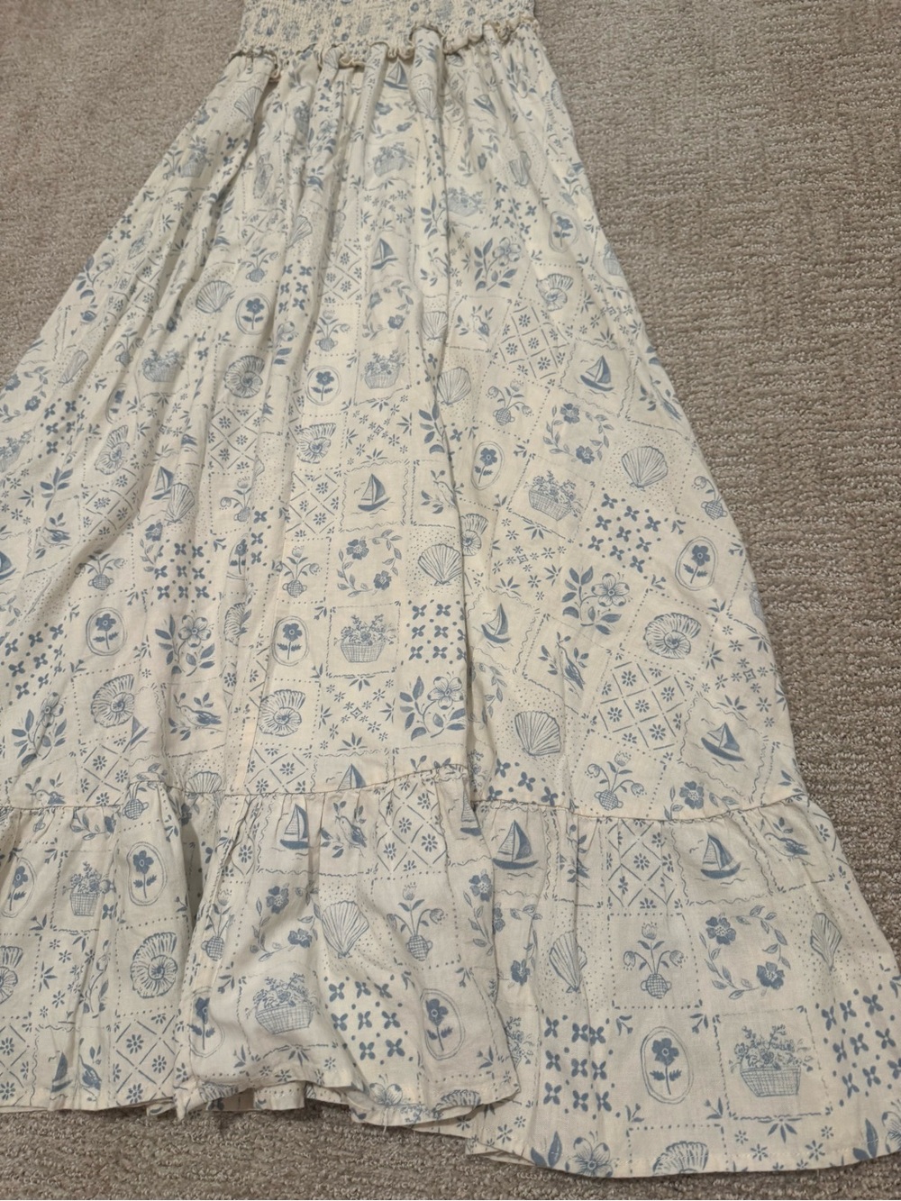 Rylee + Cru Francesca tile dress M linen blend beachy Mediterranean maxi - Picture 3 of 13